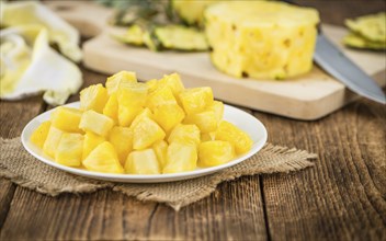 Some homemade Pineapple (sliced) as detailed close-up shot, selective focus