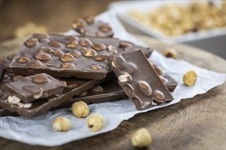 Hazelnut Chocolate as detailed close up shot (selective focus)