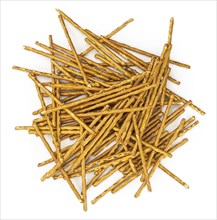 Some fresh made Sal Sticks as detailed close up shot isolated on white background