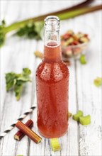 Portion of fresh made Rhubarb Spritzer (close up, selective focus)