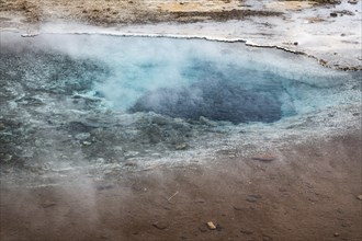 Hot springs in Haukadalur geothermal area along the golden circle, western Iceland