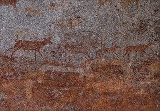 Historical paintings in the Nswatugi Cave, Matopos National Park southern Zimbabwe