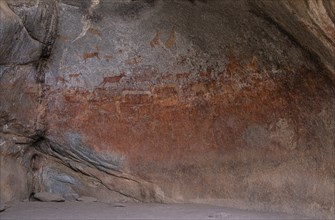 Historical paintings in the Nswatugi Cave, Matopos National Park southern Zimbabwe