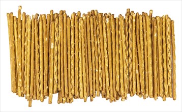 Some fresh made Sal Sticks as detailed close up shot isolated on white background