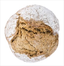 Fresh made Wholemeal Bun isolated on white background (close-up shot)