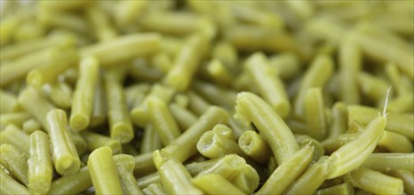 Fresh made preserved Green Beans for use as background or texture (close-up shot)