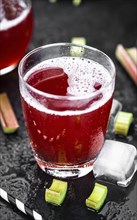 Portion of fresh made Rhubarb Spritzer (close up, selective focus)