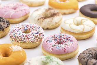 Fresh made Donuts as detailed close-up shots (selective focus)