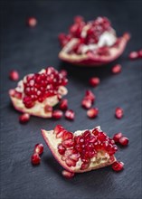 Portion of Pomegranate seeds (close-up shot, selective focus)