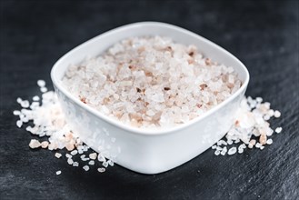 Some Pink Salt on a vintage slate slab (selective focus)