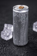 Some fresh Energy Drinks on a vintage slate slab, selective focus, close-up shot