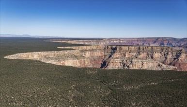 Grand Canyon Sout Rim, California, USA. Aerial view from helicopter