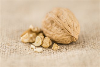 Portion of fresh Walnuts (close-up shot, selective focus)