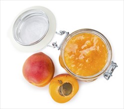 Portion of fresh made Apricot Jam isolated on white background