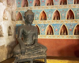 Buddha statue, Wat Si Saket or Sisaket Temple, Vientiane, Laos, Asia