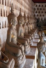 Buddha statues, Wat Si Saket or Sisaket Temple, Vientiane, Laos, Asia