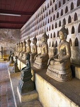 Buddha statues, Wat Si Saket or Sisaket Temple, Vientiane, Laos, Asia