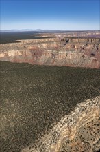 Grand Canyon Sout Rim, California, USA. Aerial view from helicopter