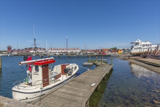 Bagenkop Harbour, Langeland Island, Funen County, fishing boat, shipyard, wooden jetty, holiday