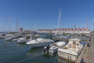 Bagenkop harbour, Langeland island, Funen, marina, holiday homes, lighthouse, Danish South Sea,