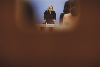 Nancy Faeser (SPD), Federal Minister of the Interior and Home Affairs, during a minute's silence