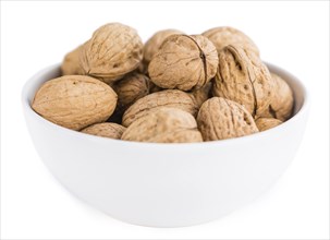 Walnuts isolated on white background (selective focus, close-up shot)