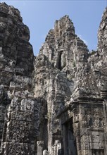 Bayon temple with it's face statues in Ankor Wat, Cambodia, Asia