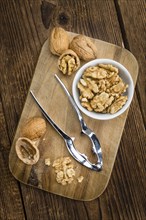 Portion of fresh Walnut kernels (close-up shot, selective focus)