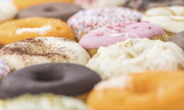 Fresh made Donuts as detailed close-up shots (selective focus)