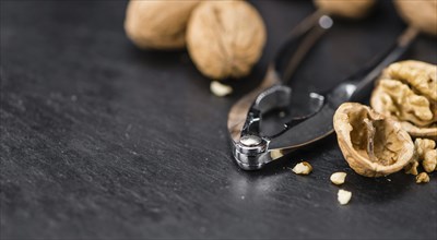 Portion of fresh Walnuts (close-up shot, selective focus)