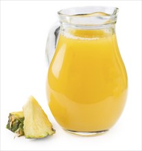 Portion of Pineapple Juice as detailed close-up shot isolated on white background