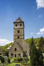 Romanesque church, Detwang, Rothenburg ob der Tauber, Romantic Road, Franconia, Bavaria, Germany,