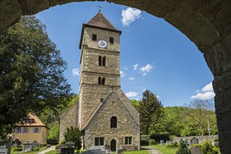 Romanesque church, Detwang, Rothenburg ob der Tauber, Romantic Road, Franconia, Bavaria, Germany,