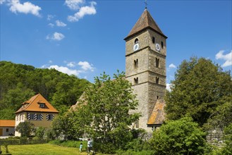 Romanesque church, Detwang, Rothenburg ob der Tauber, Romantic Road, Franconia, Bavaria, Germany,