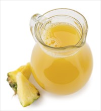 Portion of Pineapple Juice as detailed close-up shot isolated on white background