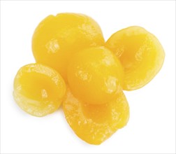 Portion of fresh made Pickled Apricots isolated on white background