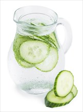 Cucumber Water isolated on white background, selective focus, close-up shot