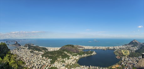 Rio de Janeiro, Brazil, view from the CHrist the Redemtor stuate at a sunny day, South America