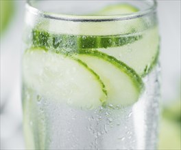 Homemade Cucumber Water on vintage background selective focus, close-up shot