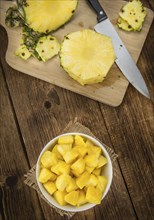 Some homemade Pineapple (sliced) as detailed close-up shot, selective focus