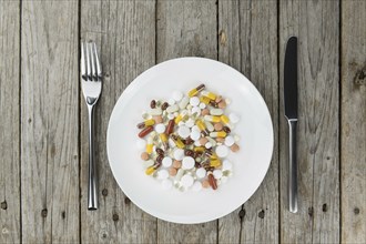 Drugs prepared as meal (close-up shot, selective focus)