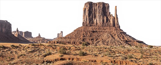 Monument Valley sky replaced by white background