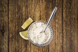 Some healthy Lemon powder (selective focus, close-up shot)