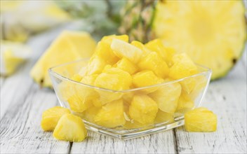 Some homemade Pineapple (sliced) as detailed close-up shot, selective focus