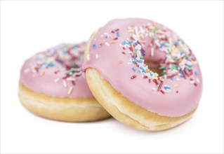 Donuts isolated on white background (selective focus, close-up shot)