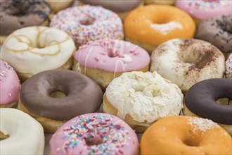 Fresh made Donuts as detailed close-up shots (selective focus)