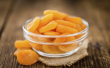Portion of fresh Dried Apricots (close-up shot, selective focus)