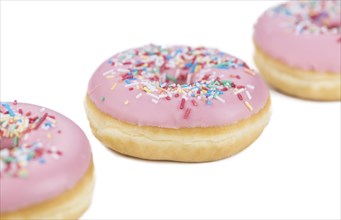 Donuts isolated on white background (selective focus, close-up shot)