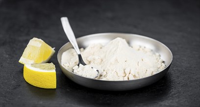 Some healthy Lemon powder (selective focus, close-up shot)