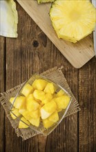 Some homemade Pineapple (sliced) as detailed close-up shot, selective focus